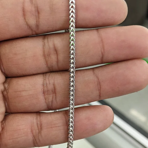 14kt Real White Gold Franco Diamond Cut Chain